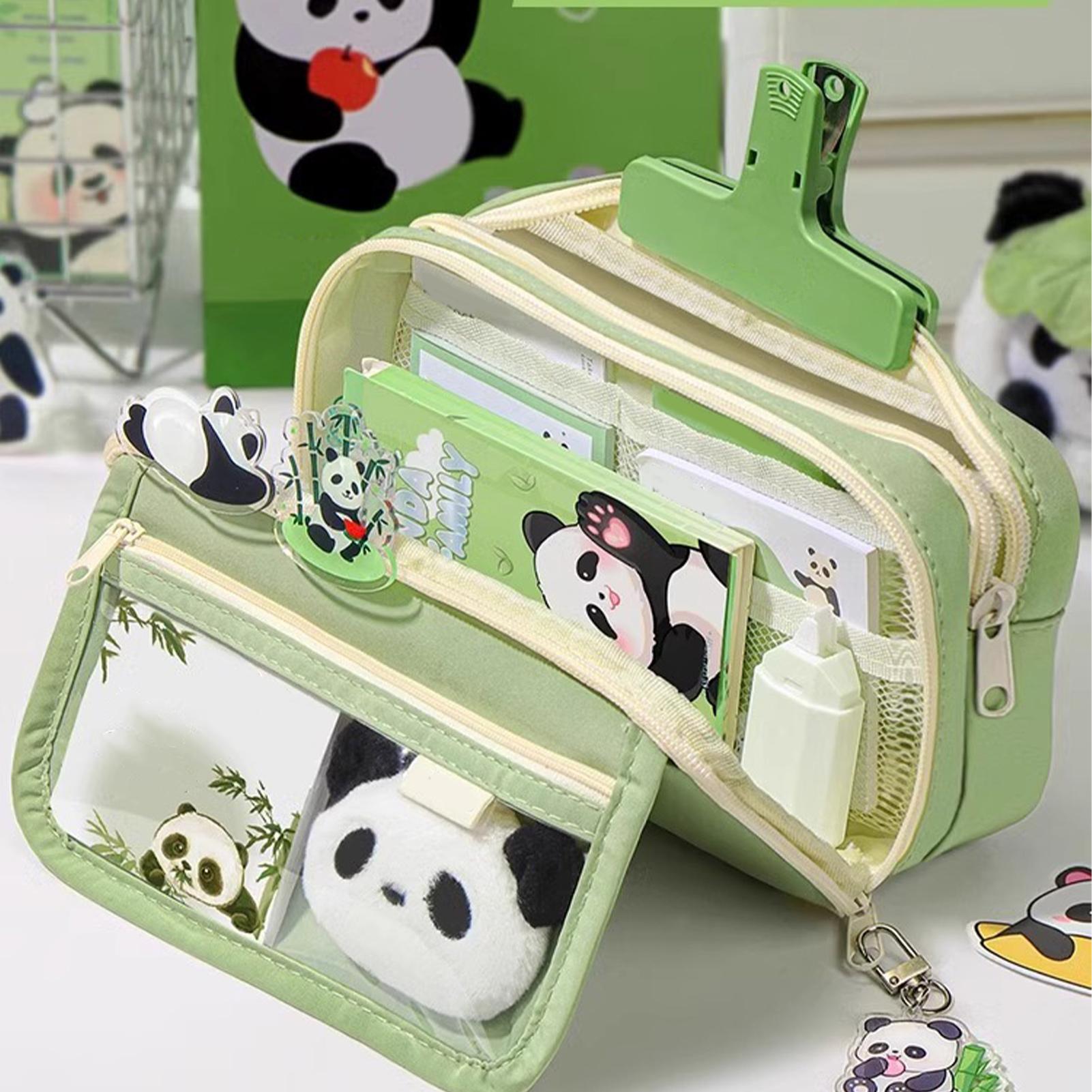 Aesthetic Large Pencil Case Pouch - حافظة أقلام بتصميم باندا جذابة، حافظة