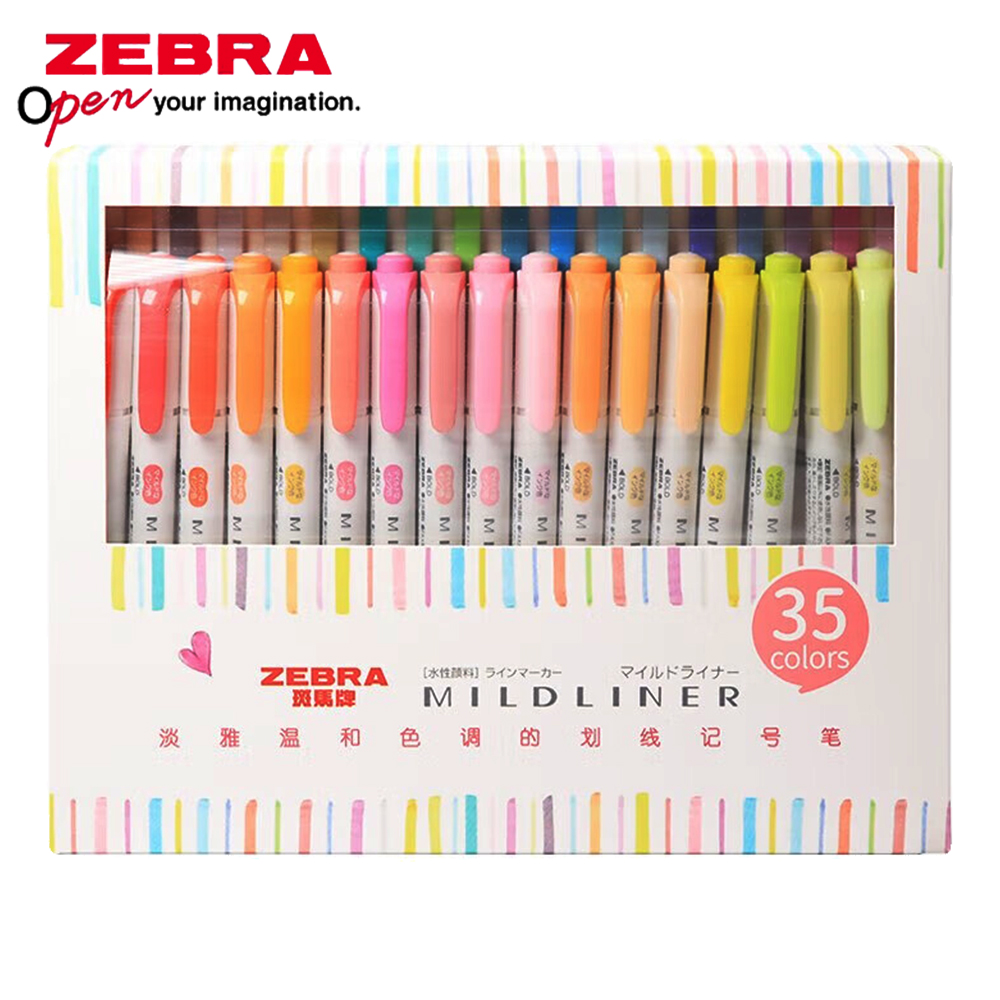 35 لون زيبرا Mildliner هايلاند - مراجعة Pastel Highlighter Set Double Ended وسعره