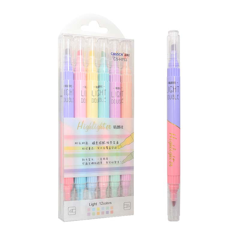6 قطعة مزدوجة تلميح هيغليغتر أ - مراجعة Pastel Highlighter Set Double Ended وسعره