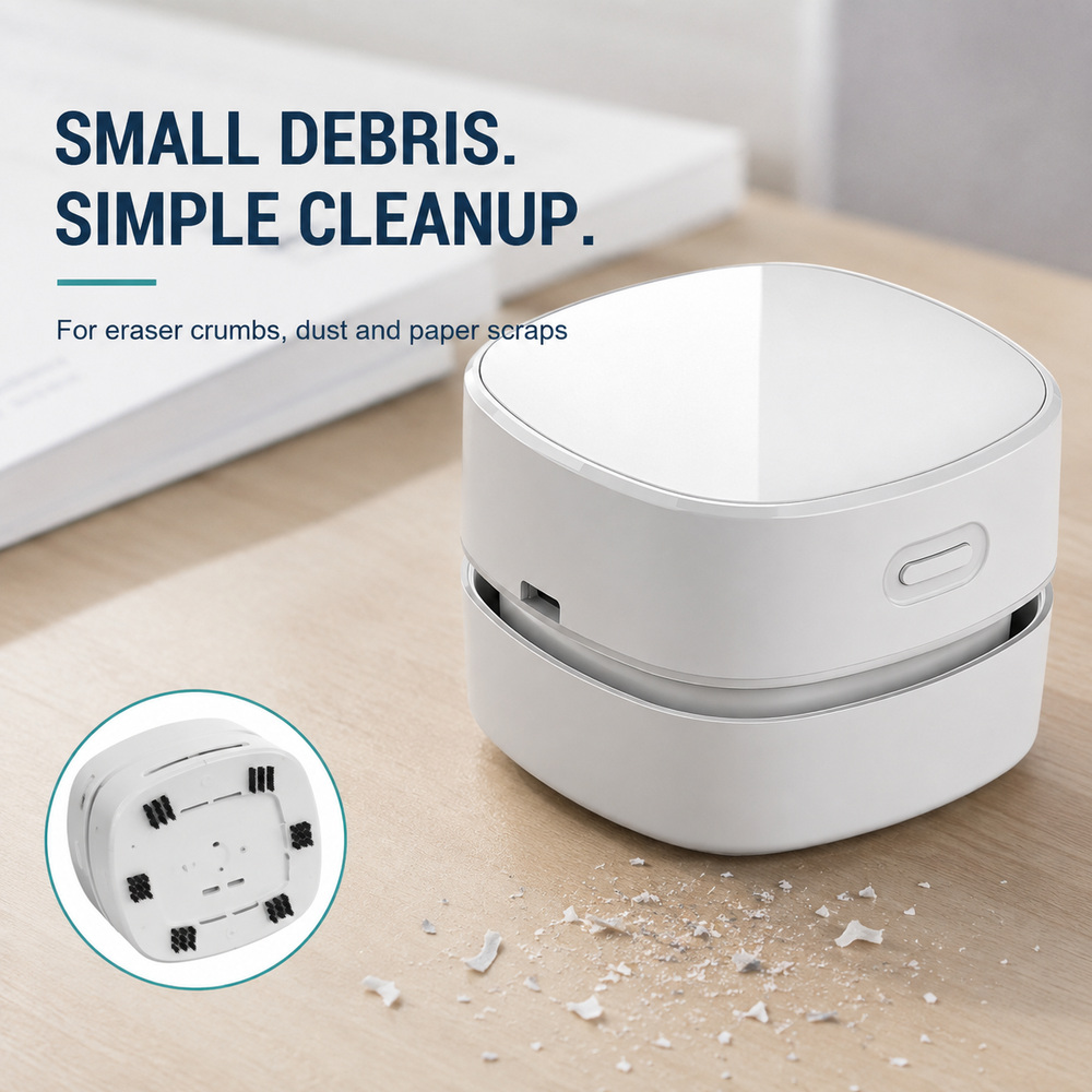 مكنسة كهربائية محمولة صغيرة بد - مراجعة Mini Desktop Vacuum Cleaner For Eraser Dust وسعره