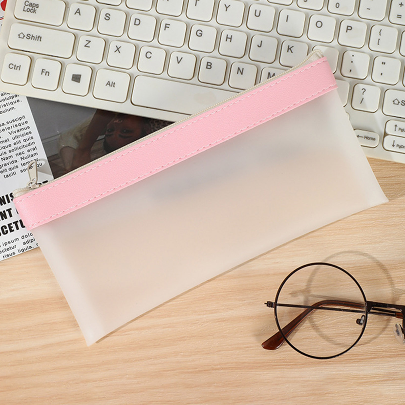 حافظة أقلام رصاص شفافة غير شفا - مراجعة Aesthetic Large Pencil Case Pouch وسعره
