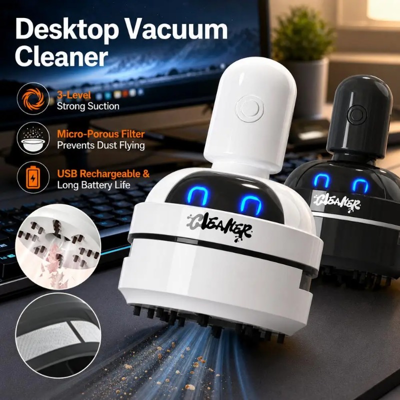 مكنسة كهربائية صغيرة محمولة عل - مراجعة Mini Desktop Vacuum Cleaner For Eraser Dust وسعره